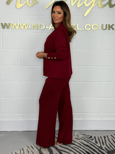 Gold Button Soft Knit Trouser Co-Ord