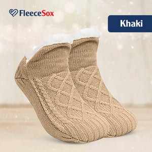 FleeceSox - Fleece-Lined Non-Slip Thermal Slippers Socks (Combo of 2 Sets)