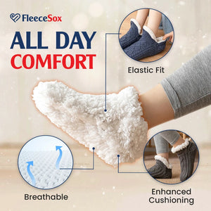 FleeceSox - Fleece-Lined Non-Slip Thermal Slippers Socks (Combo of 2 Sets)