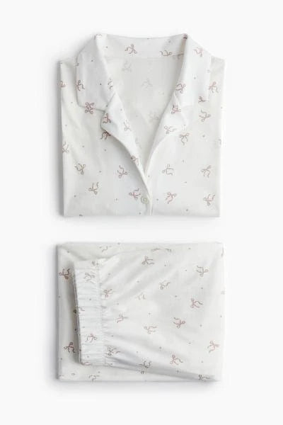 Bow Patterned Pajamas Set