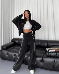 Women Casual Sports Sweatshirt and Jogger Pants (2-piece Set)