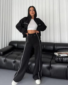 Women Casual Sports Sweatshirt and Jogger Pants (2-piece Set)