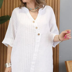 Two-piece women's casual suit made of cotton and linen