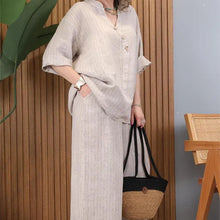 Load image into Gallery viewer, Two-piece women&#39;s casual suit made of cotton and linen
