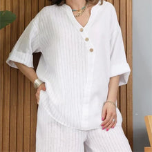 Load image into Gallery viewer, Two-piece women&#39;s casual suit made of cotton and linen
