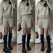 Load image into Gallery viewer, 2-Piece Sweater Set: Long-Sleeve Top &amp; Mini Skirt
