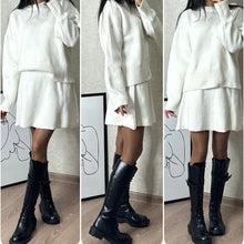 Load image into Gallery viewer, 2-Piece Sweater Set: Long-Sleeve Top &amp; Mini Skirt
