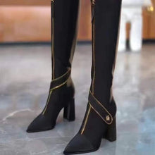 Load image into Gallery viewer, Winter-Specials: Pointed Toe Chunky Heel Knee High Boots
