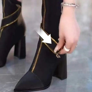 Winter-Specials: Pointed Toe Chunky Heel Knee High Boots