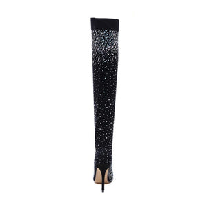 Hot Sale: Sparkly Faux Diamonds Knee High Boots