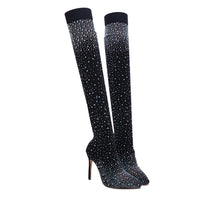 Load image into Gallery viewer, Hot Sale: Sparkly Faux Diamonds Knee High Boots
