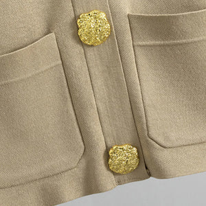 Gold Button Soft Knit Trouser Co-Ord