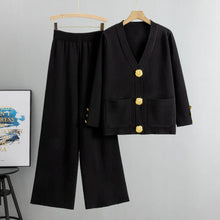 Load image into Gallery viewer, Gold Button Soft Knit Trouser Co-Ord
