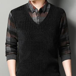 Men's Faux Two Piece Thickened Sweater