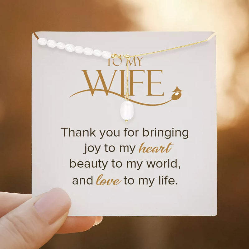 To My Wife Adjustable Pearl Necklace
